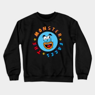 Funny Blue Monster Face With Smiling Eyes Crewneck Sweatshirt